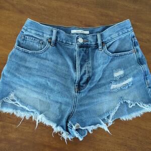 PacSun Medium Blue Distressed Vintage High Waisted Denim Shorts size 28